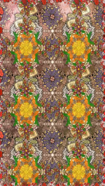 Raster illüstrasyonu. Kumaş, tekstil, duvar kağıdı baskısı için. Raster. Eski usul. Eskiz geçmişi. Tomurcukları çiçekli sevimli çiçek deseni..