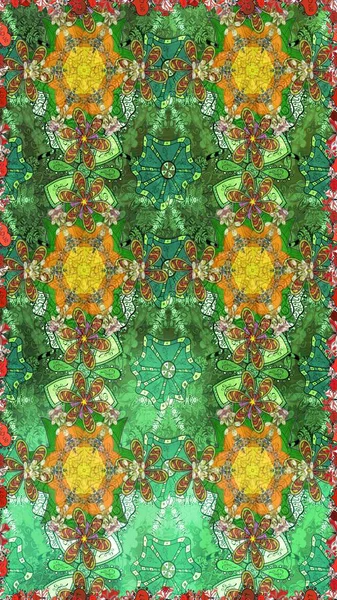 Egzotik çiçekler, botanik, yeşil renklerdeki parlak klasik doğa. Klasik tropikal doğal elementlerin suluboya seti. Raster illüstrasyonu.