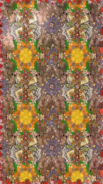 Suluboya etkisi. Raster deseni. Botanik çizim kalıbı. Organik elementler.