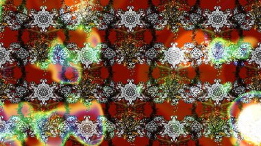 Modern çiçek arkaplanı. Halk tarzı. Moda baskıları için zarif bir şablon. Parlak renkli çiçekleri ve kahverengi ve gri renkte yaprakları olan harika bir çiçek deseni..