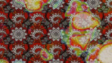 Sketch pattern. Raster illustration. On brown and gray colors. Indian ornament. Floral wallpaper. Colorful ornamental border.