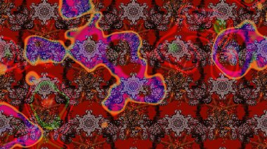 Çiçekli karalama şeklinde Raster çiçek deseni. Kibar, bahar çiçekleri kırmızı ve kahverengi renklerde. Raster illüstrasyonu.