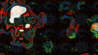 Raster illüstrasyonu. Eski moda arka plan. Güzel, parlak, pürüzsüz kumaş, tuval. Çiçek çelengi. Kıvırcık, parlak örgü. Desen, çizim, çiçek sınırı..