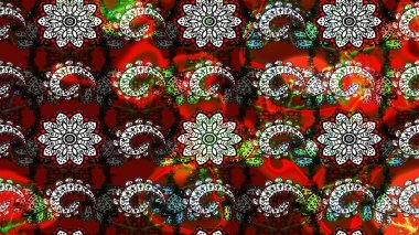 Eski moda arka plan. Desen, çizim, çiçek sınırı. Güzel, parlak, pürüzsüz kumaş, tuval. Raster illüstrasyonu. Kıvırcık, parlak örgü. Çiçeklerin çelengi.