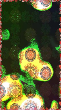 Sevimli çiçek raster deseni. Gri ve yeşil renkli çiçekler. Renkli Bahar Temalı Kusursuz Arkaplan. Düz Çiçek Elementleri Tasarımı.