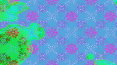 Mavi renkli çiçekler. Düz Çiçek Elementleri Tasarımı. Renkli Bahar Teması eskiz kalıbı. Raster illüstrasyonunda çiçek deseni çizimi.