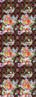 Çiçekli, yapraklı, çiçek desenli eskiz. Raster illüstrasyonu. El çizimi.