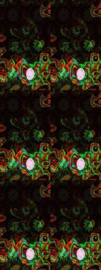 Parlak çiçekli siyah ve yeşil renkler üzerine soyut çizim deseni. Küçük çiçekte hoş bir çiçek deseni var. Çiçek elementli zarif raster dokusu..