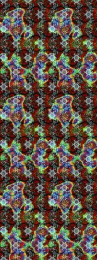 Eskiz arkaplan modeli. Yapraklı çiçekler ve kahverengi ve yeşil renklerde papatya çiçekleri. Raster - stok.