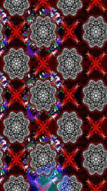 Renkli Yaz Temalı eskiz kalıbı. Kırmızı ve siyah renkte çiçekler. Raster Illustrasyon 'daki Çiçek Deseni' nin son moda çizimi. Düz Çiçek Elementleri Tasarımı.