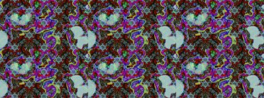 Renkli Yaz Temalı eskiz kalıbı. Raster Illustrasyon 'daki Çiçek Deseni' nin son moda çizimi. Düz Çiçek Elementleri Tasarımı. Güzel kumaş deseni.