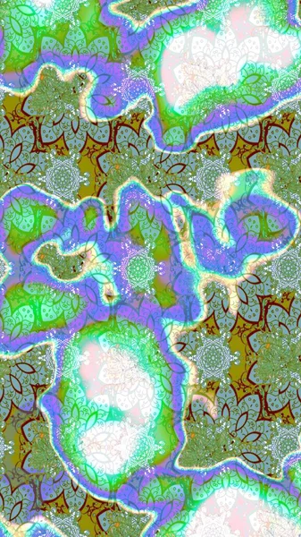 Yaprak ve çiçeklerin suluboya resimleri, yeşil ve mavi renkler üzerine çizimler. Yumuşak, bahar çiçekleri yeşil ve mavi renklerde. Raster illüstrasyonu.