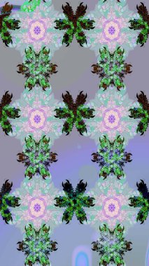 Tarafsız renklerde çiçekler. Raster illüstrasyonunda çiçek deseni çizimi.