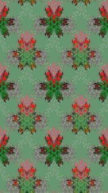 Vadinin yeşil renkli çiçekleri. Raster çiçek desenleri çiziyor..