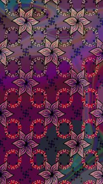 Zarif, parlak ve mor çiçek desenli eskiz. Sabıka fotoğraflarında, bebek kıyafetlerinde, duvar kâğıtlarında, paket kutularında falan kullanılabilir. Raster..