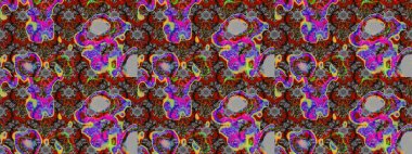 Modern çiçek arkaplanı. Parlak renkli çiçekleri ve kırmızı ve gri renkte yaprakları olan harika bir çiçek deseni. Halk tarzı. Moda baskıları için zarif bir şablon.