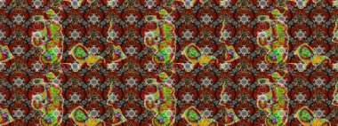 Gri ve kahverengi renkli etnik çiçekli zarif eskiz deseni. Raster Çiçek İllüstrasyon Şirin Tekstil.