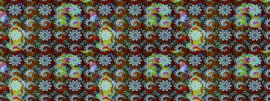 Kahverengi ve nötr renklerde çiçekler. Sevimli çiçek raster deseni. Düz Çiçek Elementleri Tasarımı. Renkli Bahar Teması çizim şablonu.