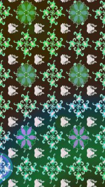 Eskiz modeli etnik tasarım. Yatak çarşafları, ceket, paket tasarımı, kumaş ve moda kavramları için tekstil baskısı. Çiçekleri, deniz kabukları, mandalaları ve suluboya efektleri olan deniz altyapısı.