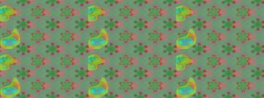 Modern gelişim yeşil raster arka plan duvar kâğıdı illüstrasyonu klasik çizgili, desenli desenli çiçekler, çiçekli süsler. Çiçekli el çizimi çizimi deseni.