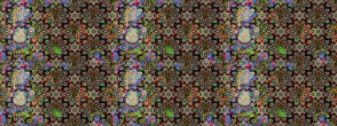 Millefleur 'lar. Küçük gri ve kahverengi renkte oldukça eski bir besin torbası deseni, çiçekler. Tekstil, kumaş, kapaklar, duvar kağıtları, baskı, paket, koleksiyon defteri, örgü, dekupaj için çiçek arkaplanı..