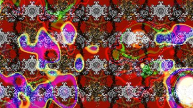 Renkli Bahar Teması eskiz kalıbı. Düz Çiçek Elementleri Tasarımı. Taslak desenli, modaya uygun kumaş deseni. Raster illüstrasyonu. Şirin çiçek elementleri..