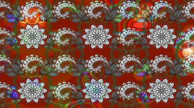 Hediye ambalaj kağıdı, tebrik kartları, posterler ve pankart tasarımı. Raster düz çiçek çizim deseni. Kahverengi ve kırmızı renkte çiçekler.