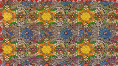 Kızılderili desenli desenli desenli şal deseni. Tekstil, tebrik kartı, boyama kitabı, telefon kılıfı baskısı için kullanılabilir. Raster Henna dövme stili. Etnik Mandala süsü.