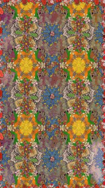 Çiçekli güzel suluboya desen. Raster illüstrasyonu. Kahverengi renklerde.