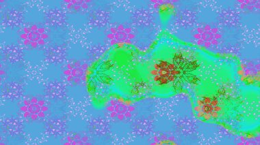 Raster deseni. Sanat çiçeklere ilham verir ve arka planda izler bırakır. Karalama çiçekleri çizim kalıbı. Mavi el çizimi desen.