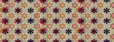Bej renkli etnik çiçekli zarif eskiz deseni. Raster Çiçek İllüstrasyonu güzel tekstil..