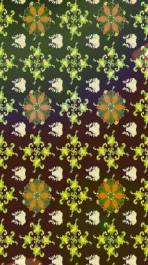 Yeşil renkli çiçekler. Raster düz çiçek çizim deseni. Tasarım hediye paketi, tebrik kartları, posterler ve afiş tasarımı.