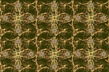 Kusursuz klasik raster altın desenli. Güzel renklerde ve altın elementlerle kusursuz desen. Geleneksel oryantasyon süsü. Raster illüstrasyonu. Klasik vintage arkaplan.