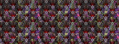 Siyah ve gri renklerde. Siyah ve gri renkte siyah ve gri papatya deseni. Raster illüstrasyonu.