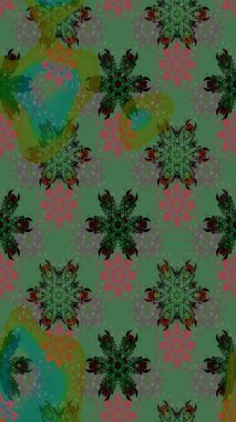 Yeşil renkli çiçekler. Raster illüstrasyonunda çiçek deseni çizimi.