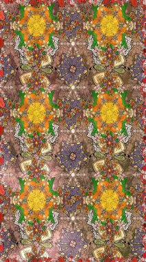 Kahverengi renkli çiçekler. Küçük çiçekteki sevimli çiçek deseni. Raster illüstrasyonu.