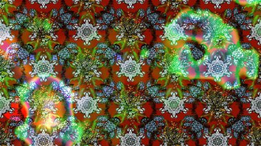 Flowers on green and brown colors. Gentle, spring floral background. Raster floral pattern in doodle style with flowers.