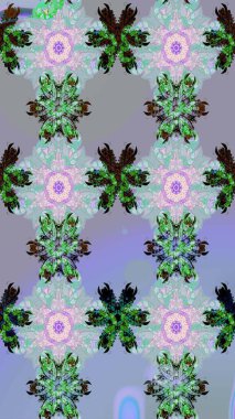 Raster illüstrasyonundaki çiçek desenli çizim. Tarafsız renklerde çiçekler.