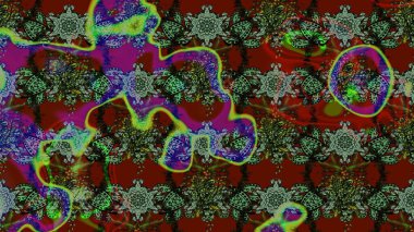 Küçük çiçekteki sevimli çiçek deseni. Yeşil ve kırmızı renkte çiçekler.