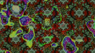 Raster - stok. Eskiz arkaplan modeli. Yapraklı çiçekler ve yeşil ve gri renkli papatya çiçekleri..