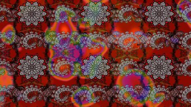 Kırmızı ve kahverengi renkte çiçekler. Çiçekli karalama şeklinde Raster çiçek deseni. Yumuşak, bahar çiçekli arka plan.