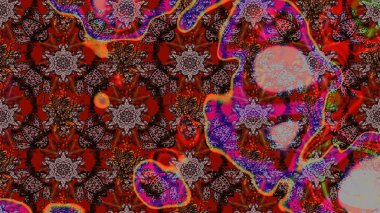 Kahverengi ve kırmızı renkte çiçekler. Raster illüstrasyonu. Küçük çiçekte sevimli çiçek deseni var..