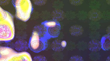 Tekstil için figür. Poster ya da kapak için arka plan. Şirin, zarif çiçekler Raster illüstrasyonu. Yapraklı çizim şekli. Davetiye ve kartpostal tasarımı için dekoratif çiçek unsurları.