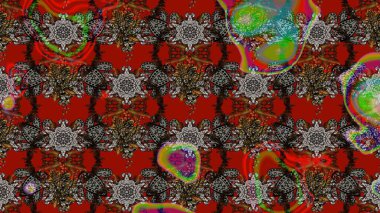 Raster illüstrasyonu. Küçük çiçekteki sevimli çiçek deseni. Gri ve kırmızı renkte çiçekler.