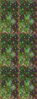 Çiçekler suluboya tarzında yeşil ve gri renklerde. Raster illüstrasyonunda kusursuz çiçek deseni.