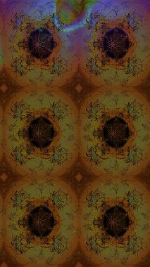 Soyut etnik raster çizim kalıbı. Çiçekler. Vadinin çiçekleri kahverengi renklerde.