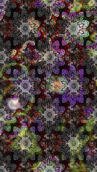 Çizim çiçek deseni duvar kâğıdı olarak kullanılabilir. Gri ve siyah renkli çiçekler. Raster illüstrasyonu.