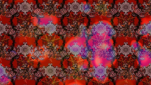 Raster illüstrasyonu. Kahverengi ve kırmızı renkte çiçekler. Çizim çiçek deseni duvar kağıdı için kullanılabilir.