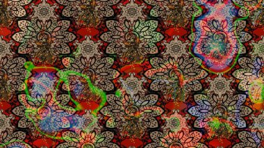 Soyut etnik raster çizim kalıbı. Vadinin bej renkli çiçekleri. Çiçekler..