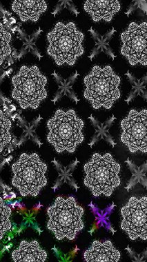 Düz Çiçek Elementleri Tasarımı. Raster Modaya uygun kumaş deseni. Renkli Bahar Teması eskiz kalıbı. Siyah renkli şirin çiçek deseni.